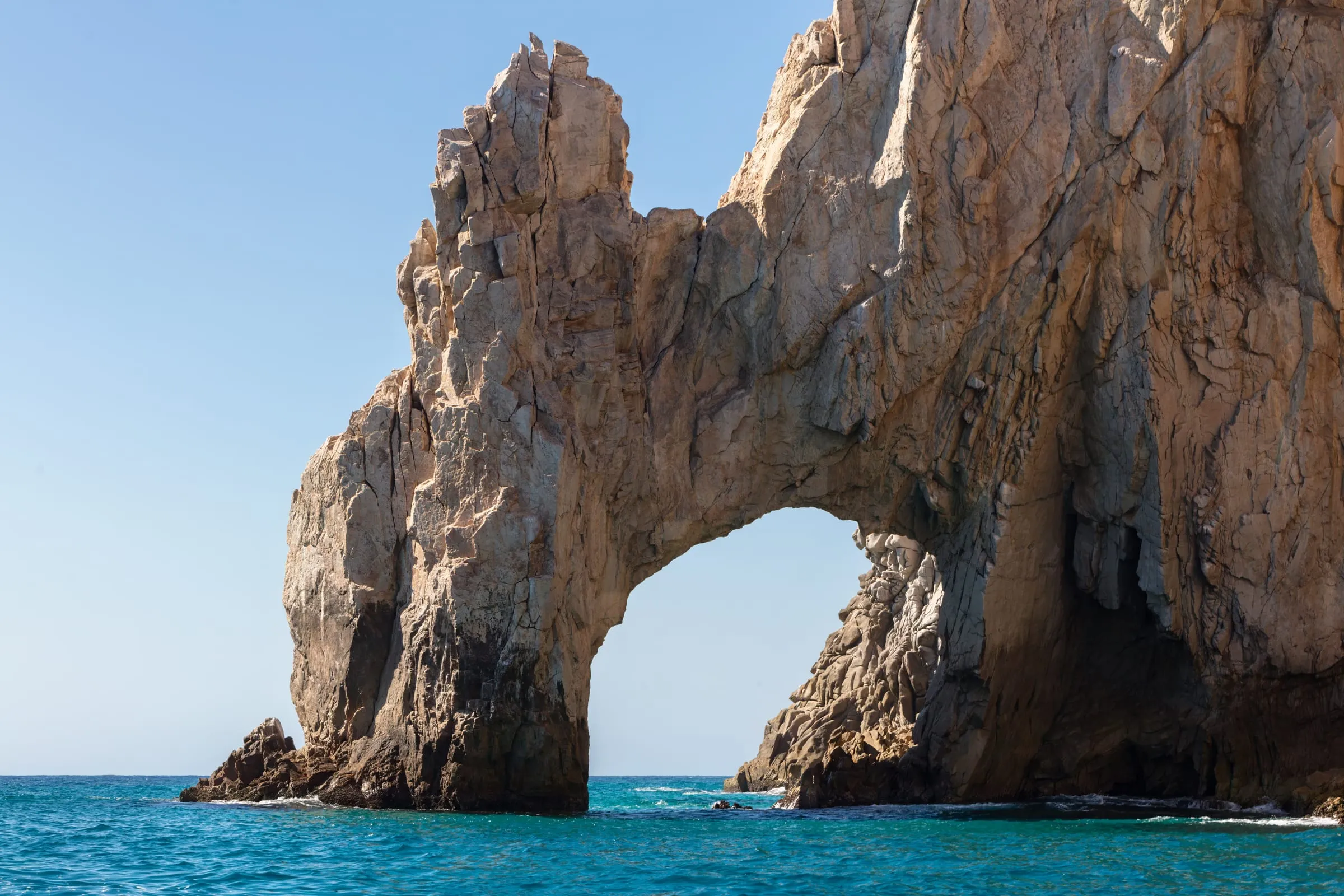 El Arco, the rock arch at Land’s End in Cabo San Lucas, seen from the water